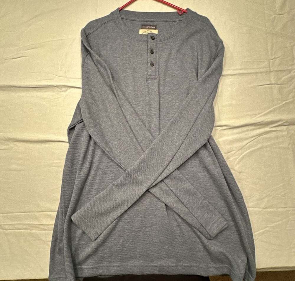 St. John's Bay Men's Waffle Knit Long Sleeve Henley Shirt